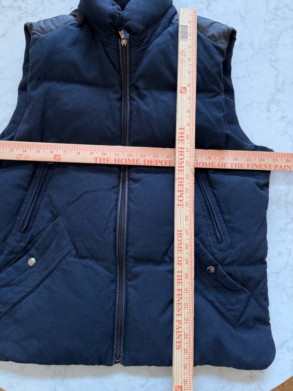 Banana Republic Mens Navy Wool Blend Down Puffer Vest L 800 Fill - Picture 2 of 5